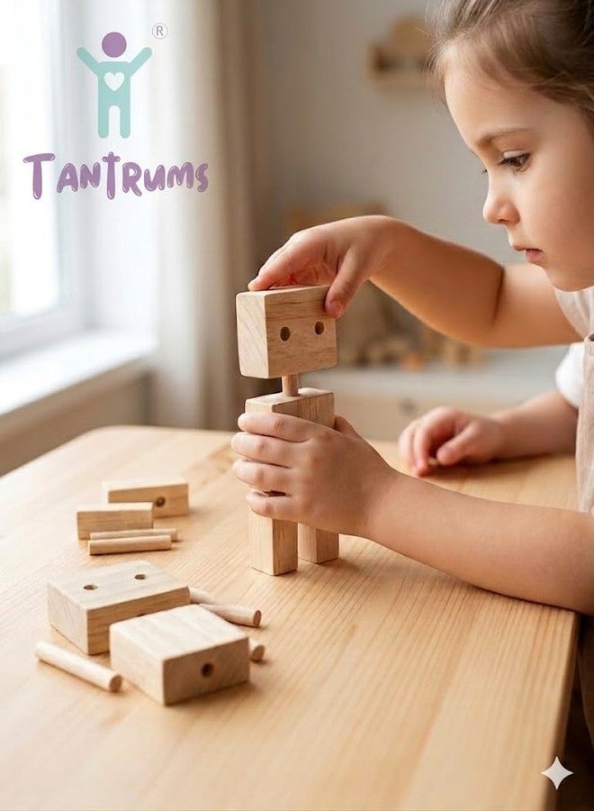 Tantrums Wooden Robot DIY Builder Kit, Natural Wood, Assembly Activity Set for Kids, Toy Figure - Image 4