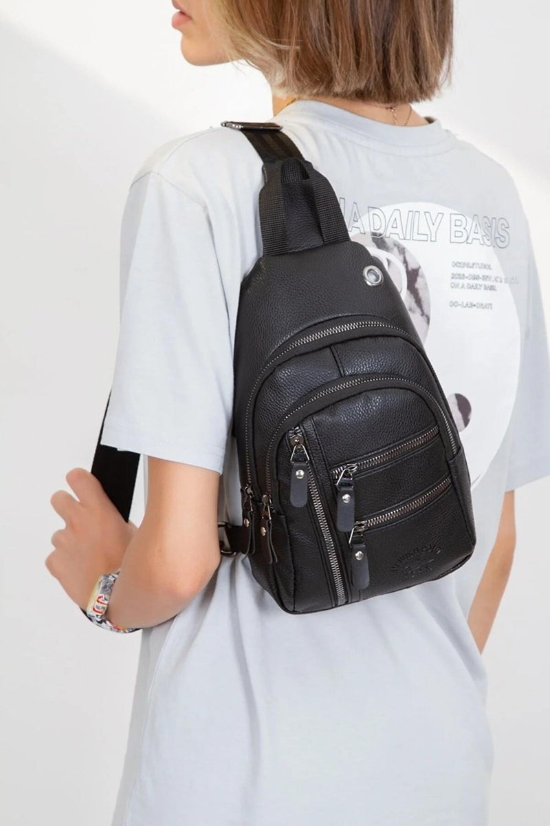 Newish Polo Black Unisex Vegan Leather Crossbody Bag newpolo160  - Image 4