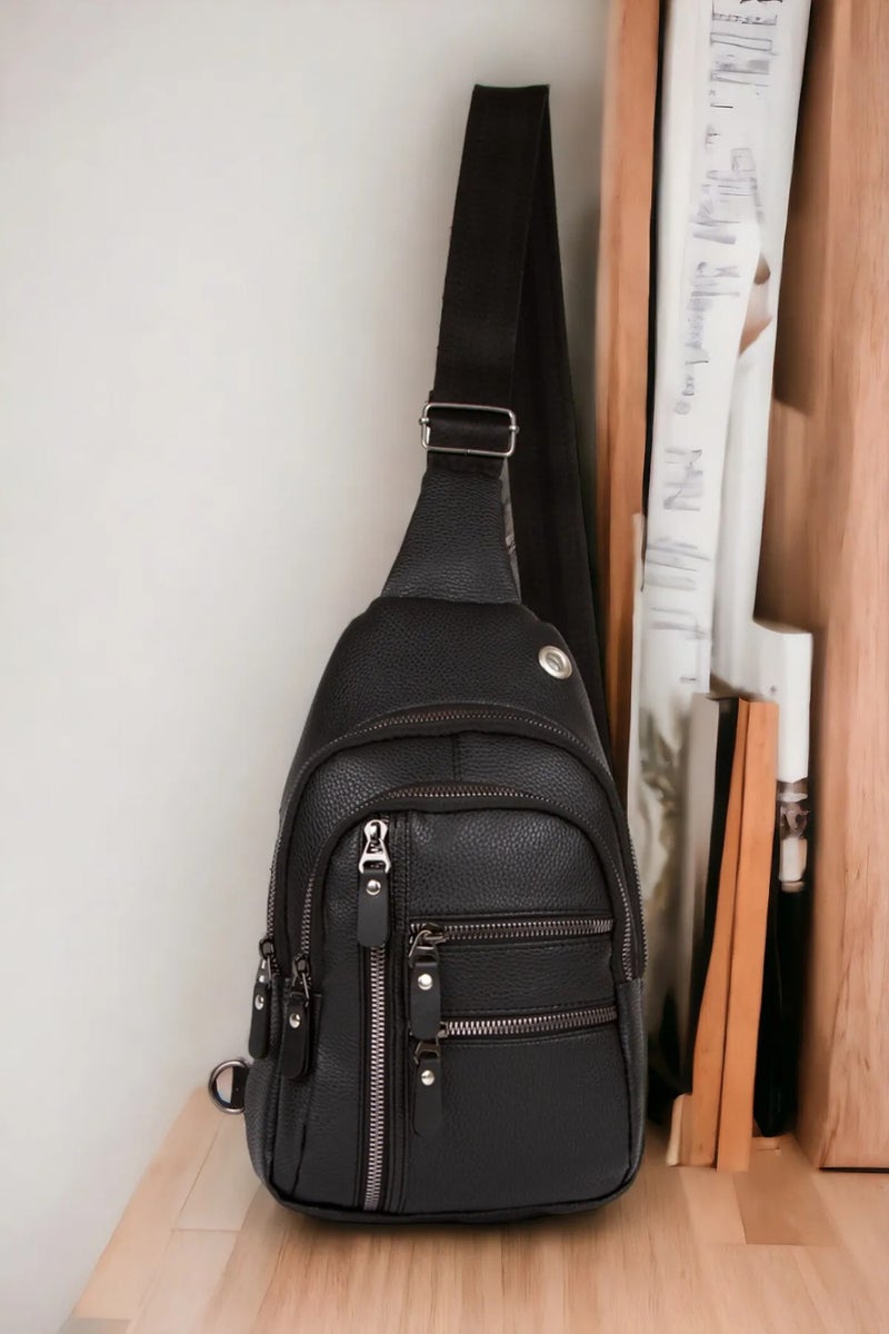 Newish Polo Black Unisex Vegan Leather Crossbody Bag newpolo160  - Image 1