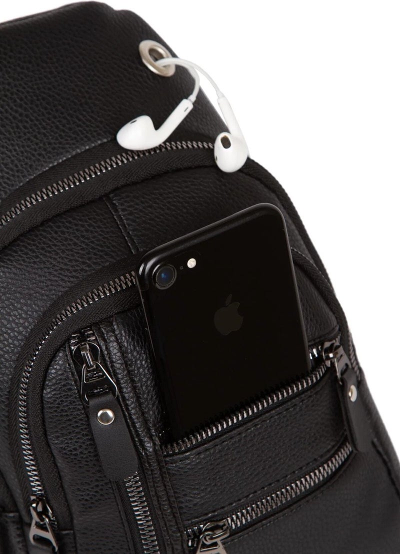 Newish Polo Black Unisex Vegan Leather Crossbody Bag newpolo160  - Image 3