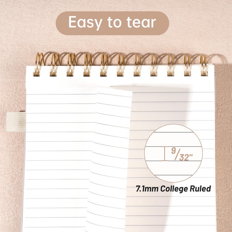 Yoment Top Spiral Notebook 240 Pages Leather Steno Pads 6x9 Top Bound Spiral Notepad 100 GSM College Ruled Notebook Left Handed Notebooks for Work School Office, Beige - Image 4