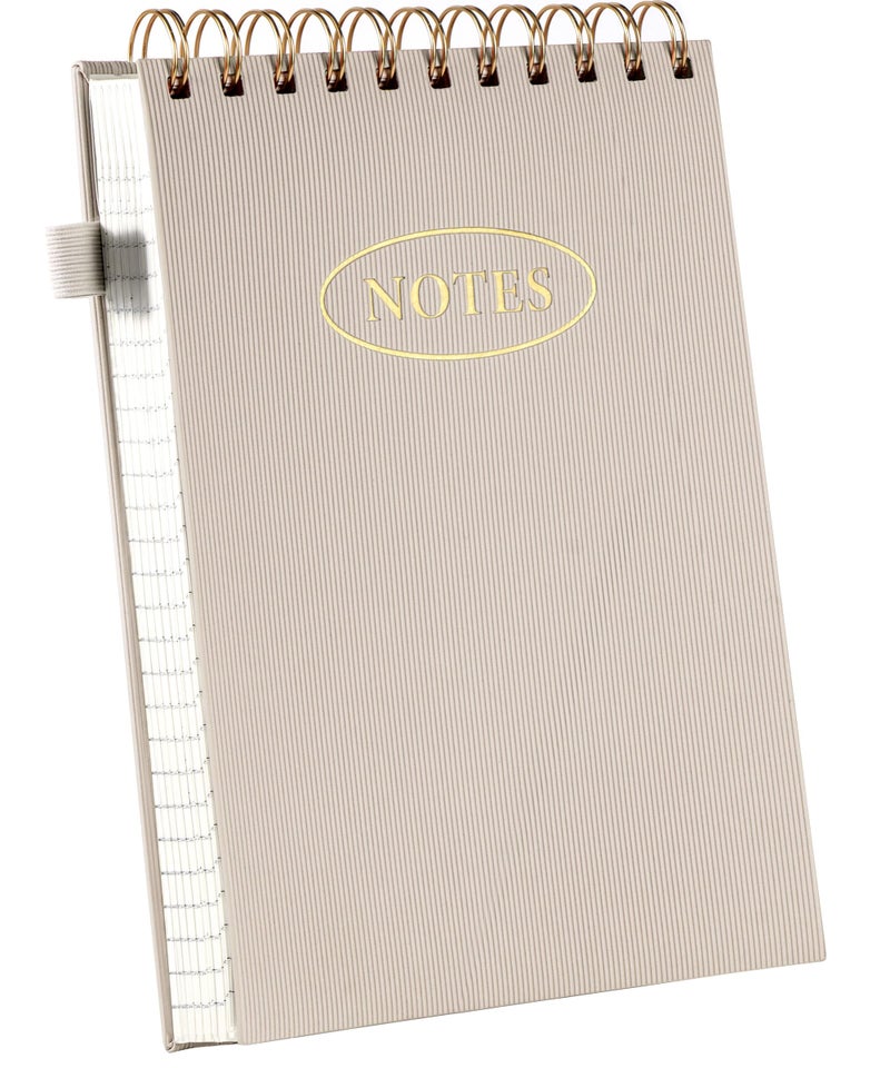 Yoment Top Spiral Notebook 240 Pages Leather Steno Pads 6x9 Top Bound Spiral Notepad 100 GSM College Ruled Notebook Left Handed Notebooks for Work School Office, Beige - Image 1