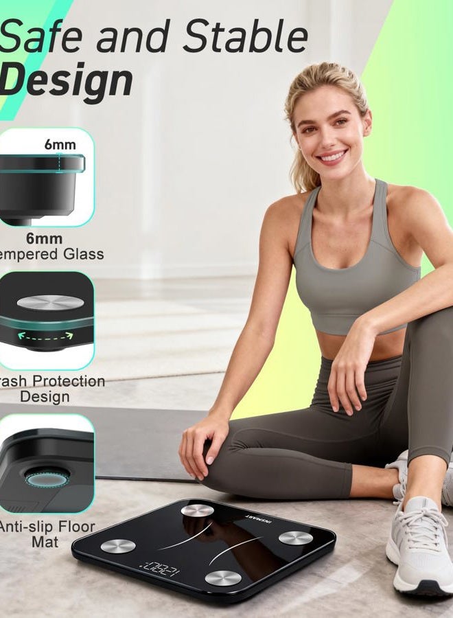 INSMART Smart Scale for Body Weight, Digital Bathroom Scale Bluetooth Body Fat Scale,Body Composition Analyzer with Smart APP Sync Weight Scale - Black - Image 4