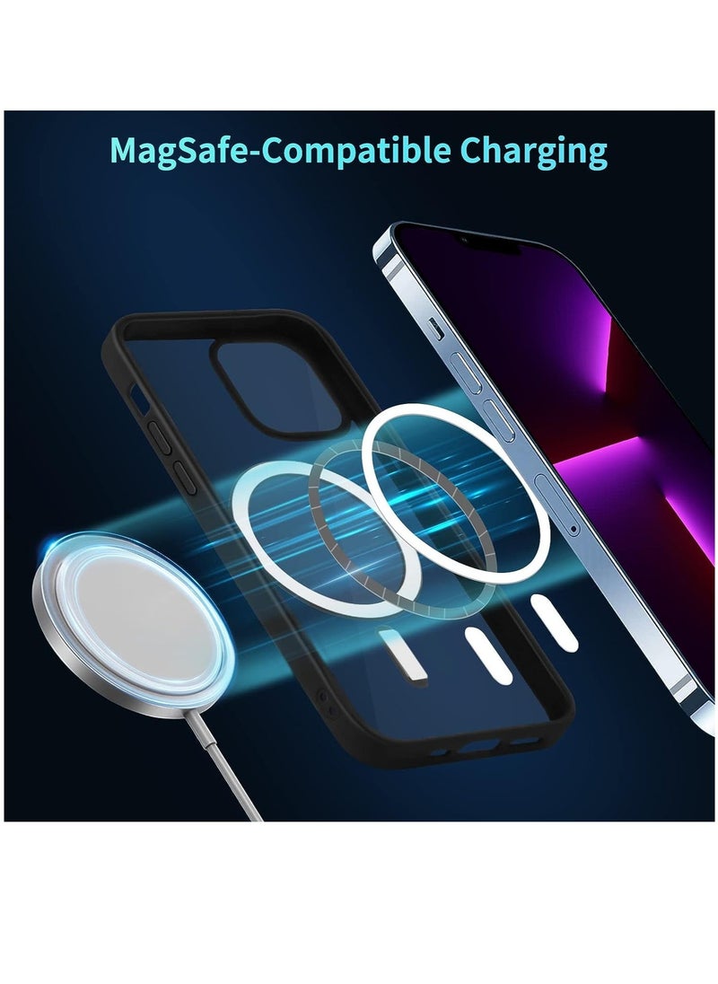 Raxoom - iPhone 13 Pro Max Case Clear Magsafe Slim Cover, Ultra-Thin Shockproof and Anti-Yellow Transparent Protective Cover Compatible for Apple iPhone 13 Pro Max 6.7 inch - Black - Image 1