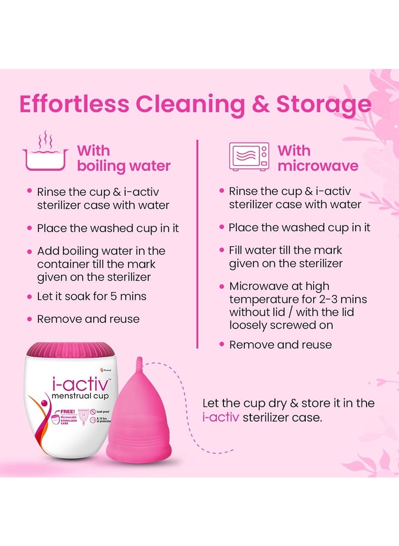 i-activ - 100% Medical Grade Silicone Menstrual Cup For Women with Free Sterilizer Case Large - Image 1