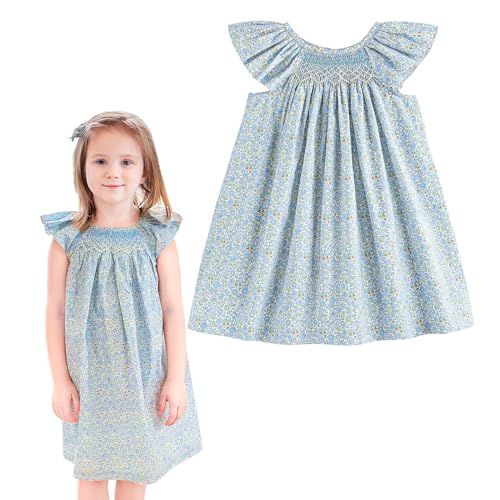 Simplee Kids Baby Floral Dress Toddler Smocking Dress for Little Girls - Casual Floral Print Sundress for Spring/Summer - 24M-6T - Image 1