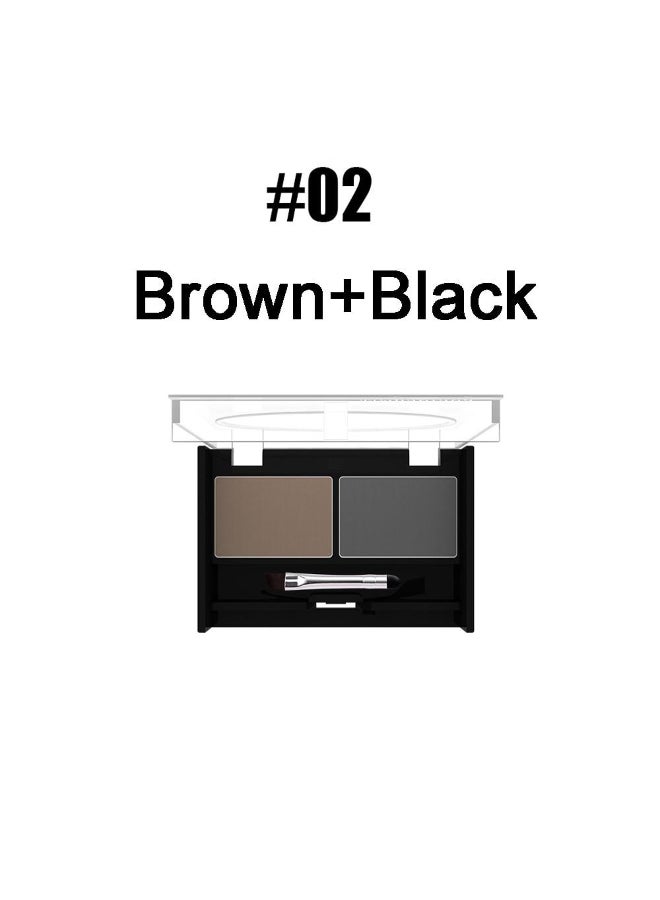 Generic Eyeshadow Cake Makeup 2 Color Waterproof Eyebrow Powder Eye Shadow Eye Brow Palette + Brush Eyebrow Enhancer Professional - Image 1