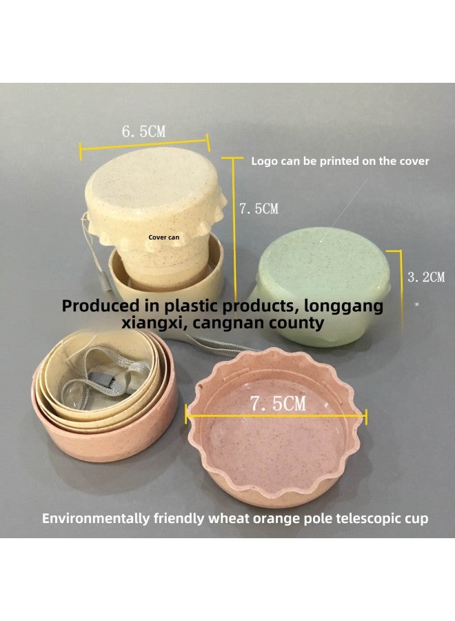 Wheat Retractable Cup Travel Portable Cup Student Compression Cup Creative Folding Cup Advertising Printable LOGO-Color:Nordic Powder-Capacity:OPP Bag Packing  - Image 3