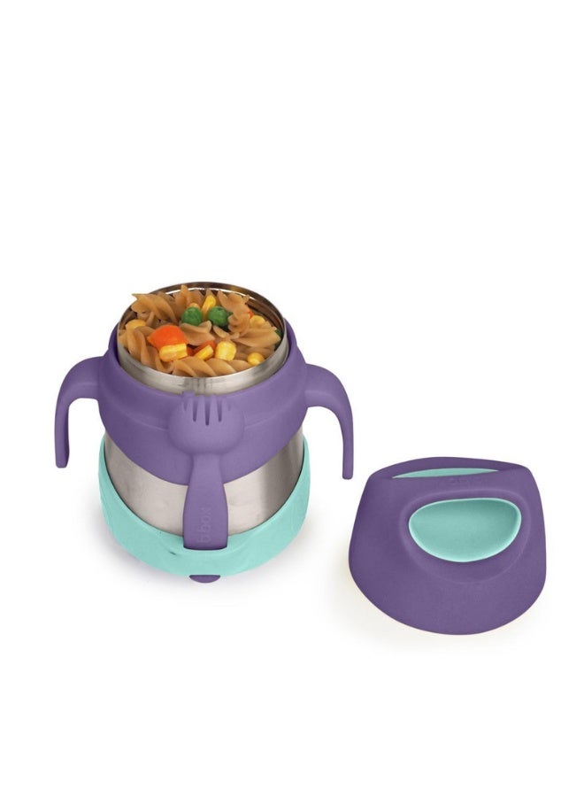 B.Box Insulated Food Jar for Kids | Keeps Food Hot or Cold | 11 fl oz Capacity | Leakproof | BPA Free | With Spork & Carry Handle-Lilac Pop - Image 1