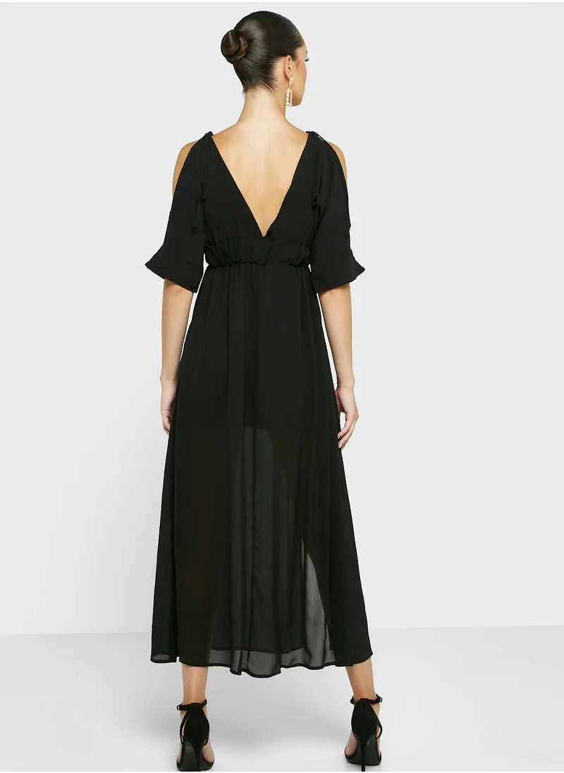 ELLA Cold Shoulder Dress With Slit