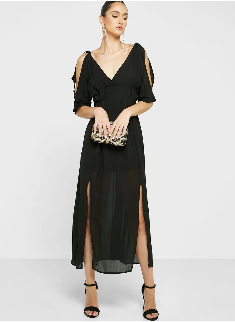 ELLA Cold Shoulder Dress With Slit