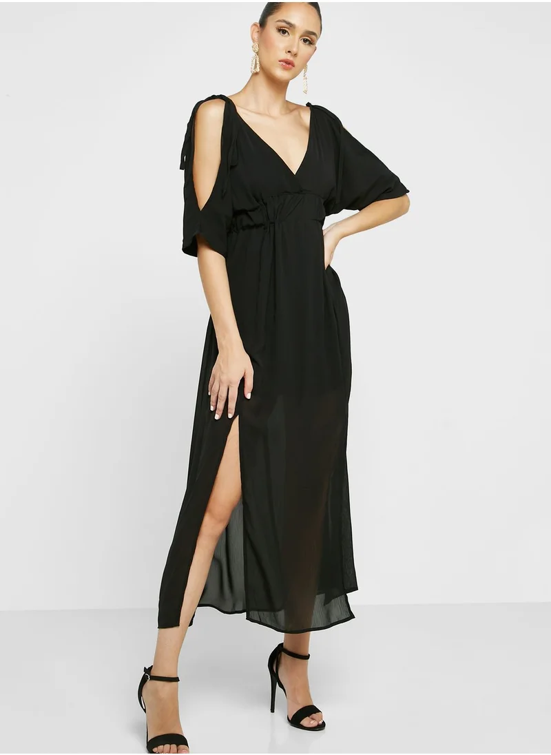 ELLA Cold Shoulder Dress With Slit