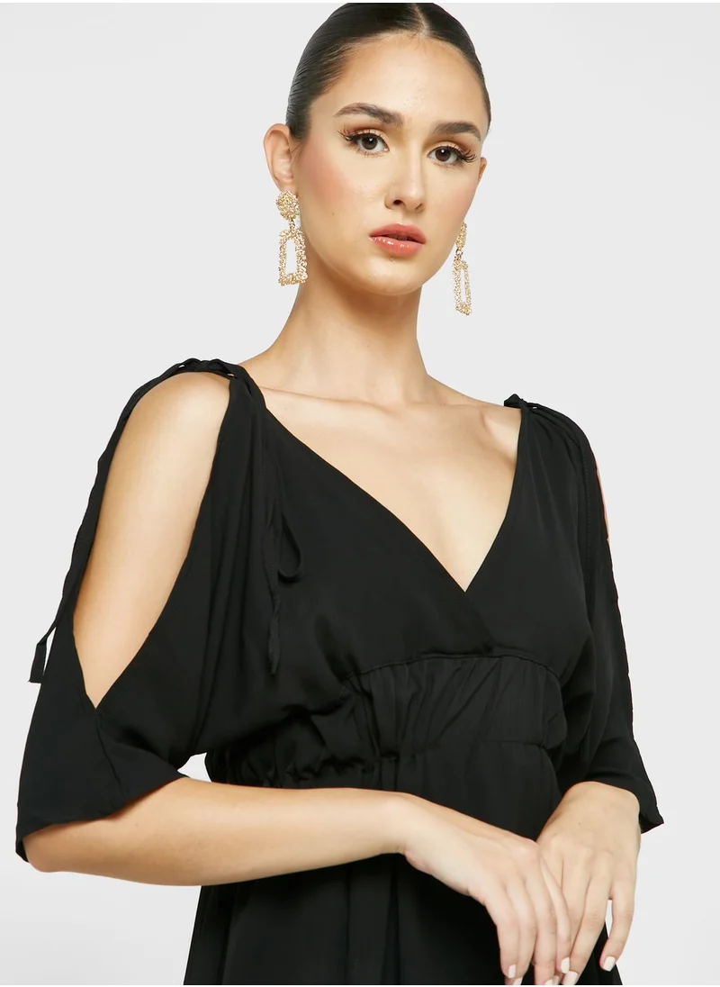 ELLA Cold Shoulder Dress With Slit