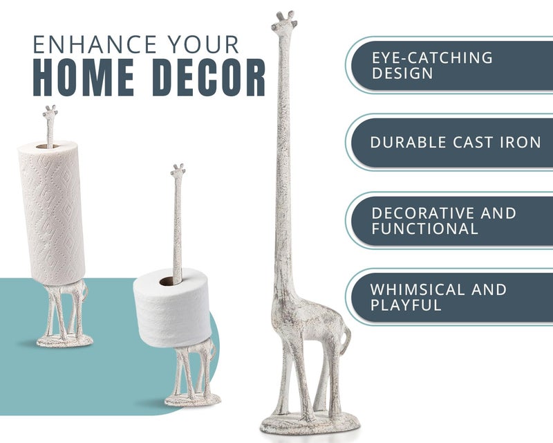 كومفيفي حامل المناشف الورقية على شكل زرافة للمطبخ أو حامل ورق التواليت للحمام - موزع لفة بتصميم حيوان غريب الأطوار فريد من نوعه لديكور المنزل - Image 2