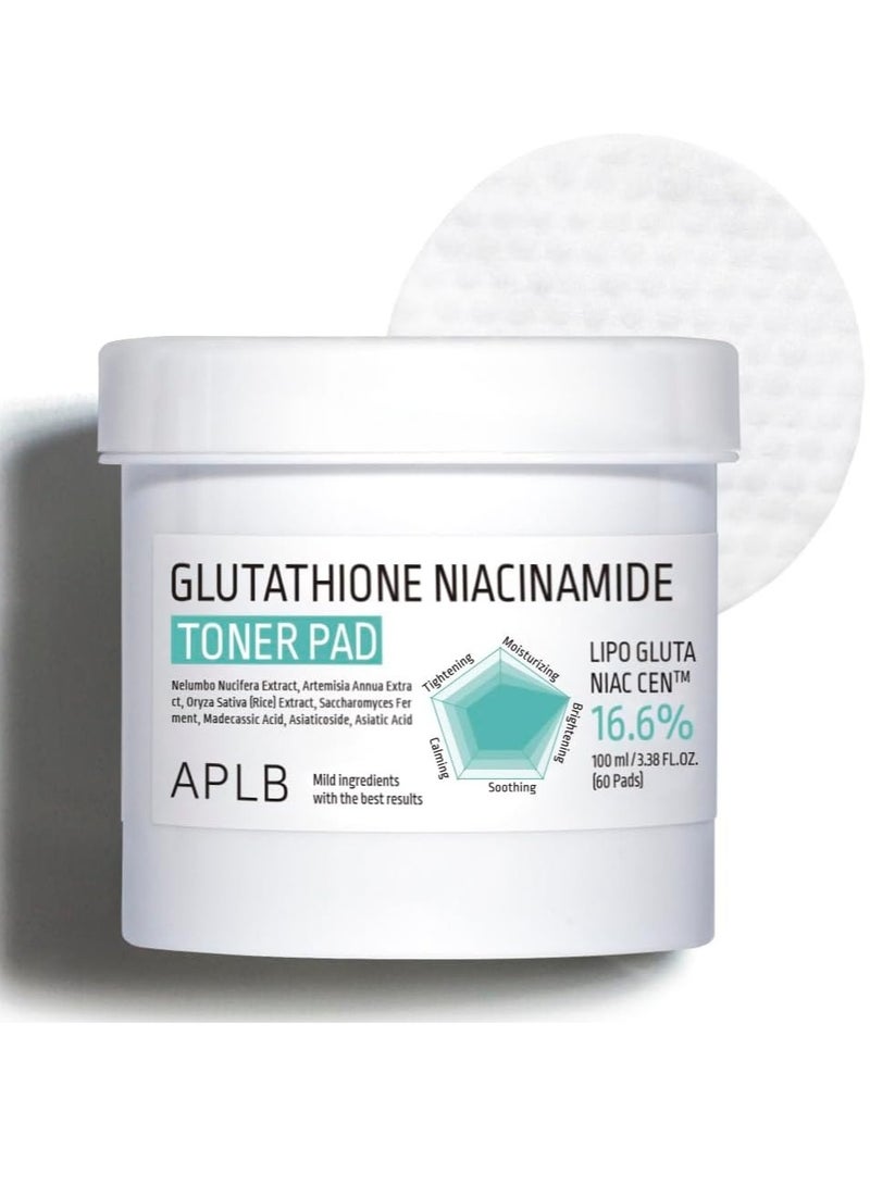 APLB Glutathione Niacinamide Toner Pad | LIPO GLUTA NIAC CEN™ 16.6% 3.38 FL.OZ/Korean Skin Care Dual Surface Toner Pads Long Lasting Moisturising Makeup Remover - Image 1