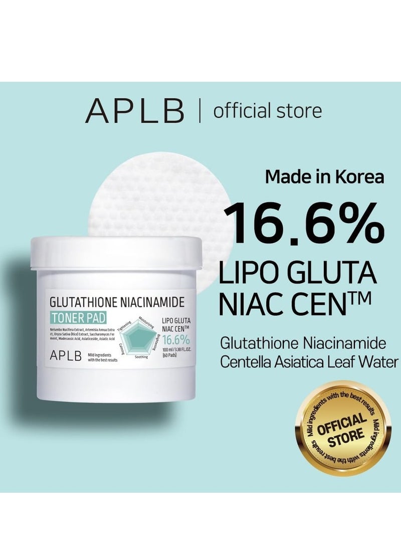 APLB Glutathione Niacinamide Toner Pad | LIPO GLUTA NIAC CEN™ 16.6% 3.38 FL.OZ/Korean Skin Care Dual Surface Toner Pads Long Lasting Moisturising Makeup Remover - Image 2