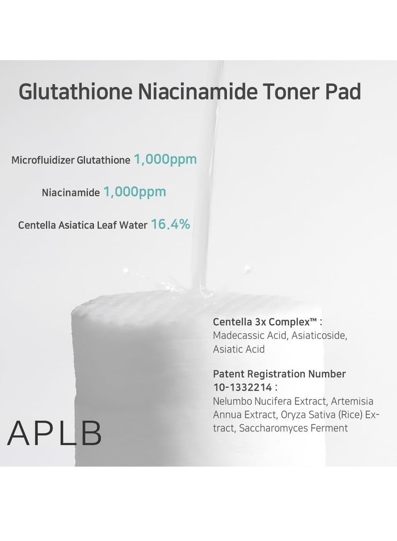 APLB Glutathione Niacinamide Toner Pad | LIPO GLUTA NIAC CEN™ 16.6% 3.38 FL.OZ/Korean Skin Care Dual Surface Toner Pads Long Lasting Moisturising Makeup Remover - Image 4