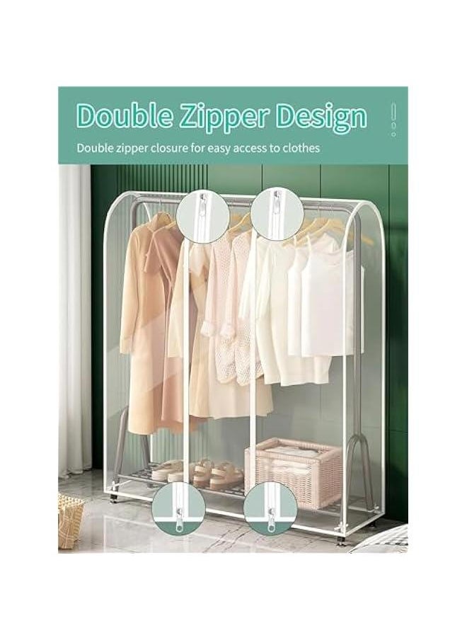 HOOKOR - Clear Garment Rack Cover, Clothing Rack Covers, Adult Kids Clothes Protector with 2 Durable Zipper,Waterproof Wardrobe Cover, Dustproof Hanging Clothes Rack Cover, Foldable - Image 1