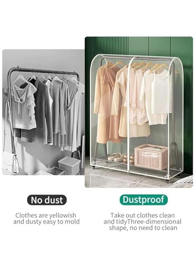 HOOKOR - Clear Garment Rack Cover, Clothing Rack Covers, Adult Kids Clothes Protector with 2 Durable Zipper,Waterproof Wardrobe Cover, Dustproof Hanging Clothes Rack Cover, Foldable - Image 1