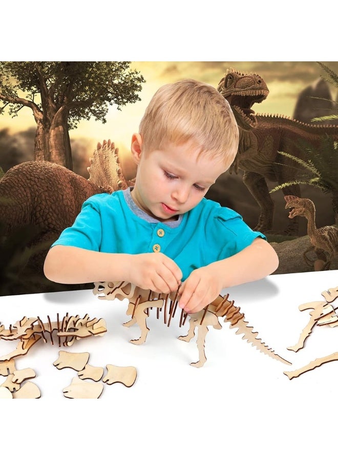 calary 3D Wooden Puzzle Simulation Animal Dinosaur Assembly DIY Model Toy for Kids and Adults,Set of 6 - Image 2