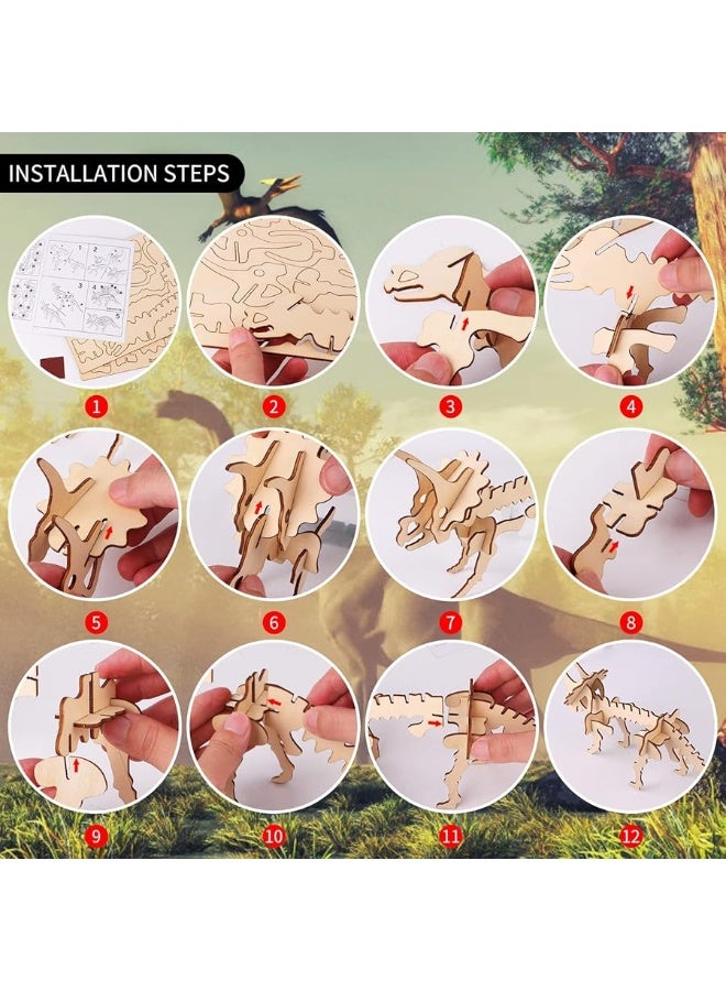 calary 3D Wooden Puzzle Simulation Animal Dinosaur Assembly DIY Model Toy for Kids and Adults,Set of 6 - Image 4