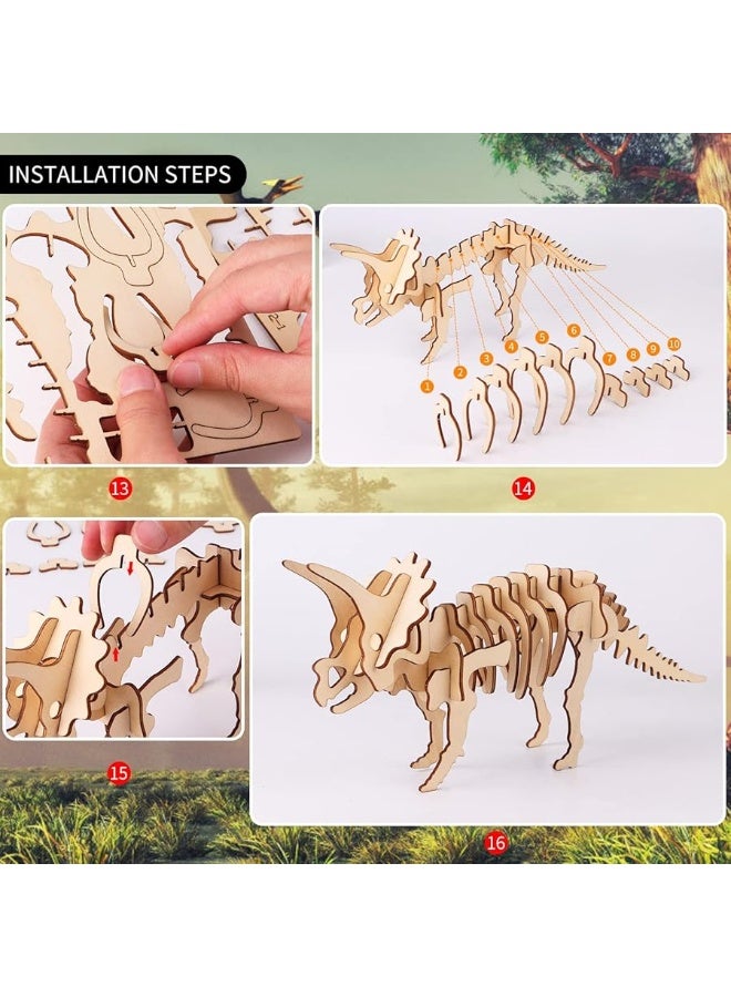 calary 3D Wooden Puzzle Simulation Animal Dinosaur Assembly DIY Model Toy for Kids and Adults,Set of 6 - Image 5