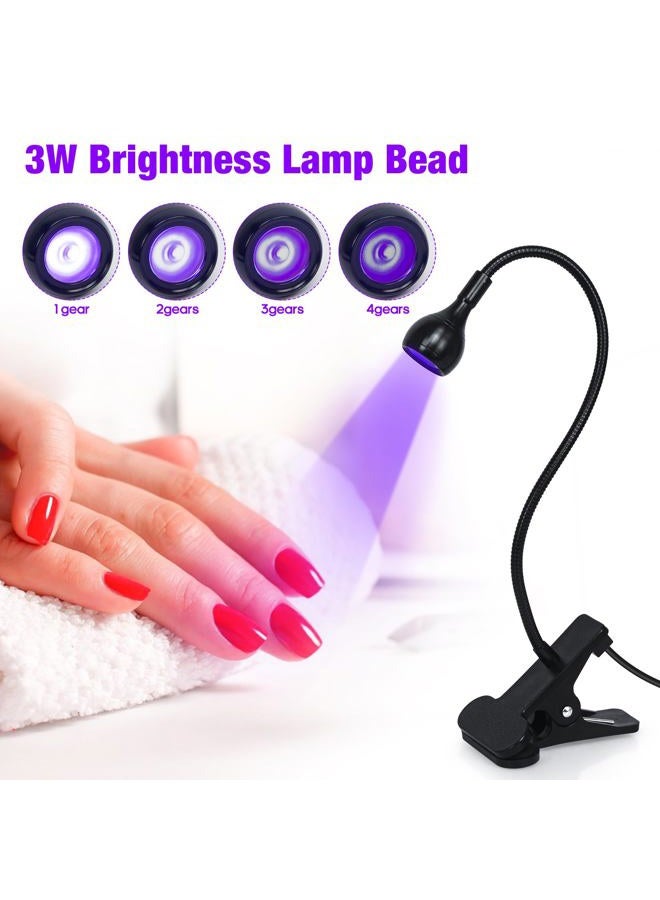 AORAEM Nail Lamp LED Nail Manicure Dryer Curing Light with Black Gooseneck and Clamp for Gel Nails - Image 2