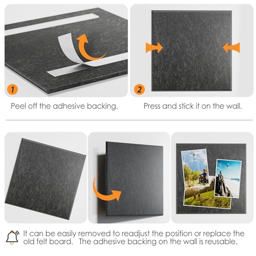 MaxGear Large Cork Board for Wall 36" x 24", Dark Gray Bulletin Board, 6 Pack Felt Wall Tiles with Pushpins, Cork Boards for Office Pin Board Tack Board Cork Boards - Image 5