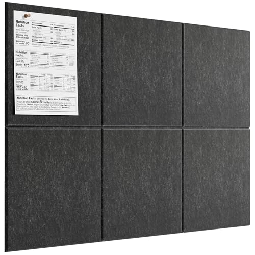 MaxGear Large Cork Board for Wall 36" x 24", Dark Gray Bulletin Board, 6 Pack Felt Wall Tiles with Pushpins, Cork Boards for Office Pin Board Tack Board Cork Boards - Image 1