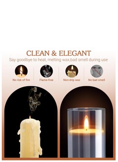 General LED Flameless Candle Set Grey, Tea Lights Candles Battery Operated,Valentine's Day Glass Flameless Candles with Remote, 3-Pack Fake Candles LED Candles, Wedding, Table Decorations  - Image 5