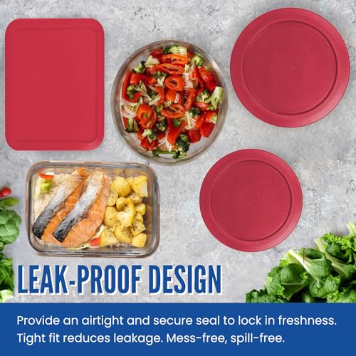 MRX Solutions Replacement Lids for Pyrex Glass Food Storage Containers Rectangular (1) 1-Cup (2) 2-Cup (2) 4-Cup (1) 7-Cup (2) 3-Cup (1) 6-Cup Round Rectangle (Red) - Image 3