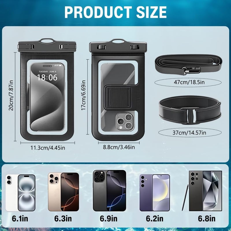 ELEPHANTBOAT ® 4-7'' Phone Armband for Diving Waterproof Touchscreen Clear Phone Pouch with Armband & Shoulder Strap, Airtight Rainproof Sport Phone Storage Bag for Diving, Running, Beach, Travel - Image 2