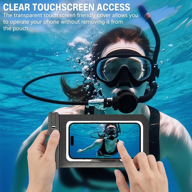 ELEPHANTBOAT ® 4-7'' Phone Armband for Diving Waterproof Touchscreen Clear Phone Pouch with Armband & Shoulder Strap, Airtight Rainproof Sport Phone Storage Bag for Diving, Running, Beach, Travel - Image 5