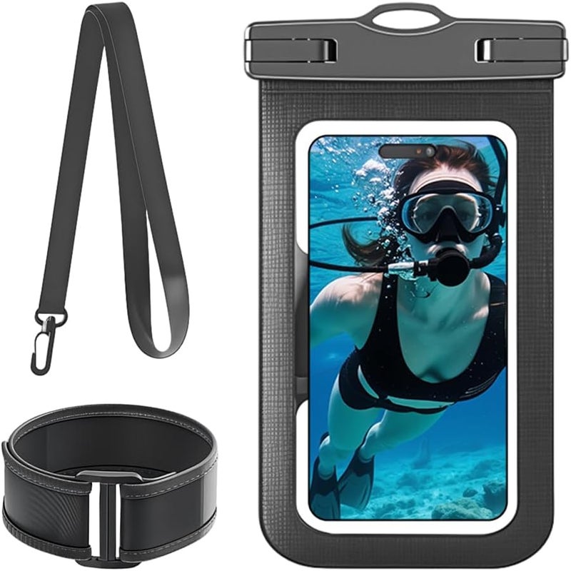 ELEPHANTBOAT ® 4-7'' Phone Armband for Diving Waterproof Touchscreen Clear Phone Pouch with Armband & Shoulder Strap, Airtight Rainproof Sport Phone Storage Bag for Diving, Running, Beach, Travel - Image 1