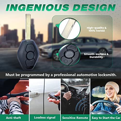 Beefunny 315/433MHz Adjustable ID44 Chip EWS System Remote Car Key Fob 3 Button for BMW 325 330 318 525 530 540 E38 E39 E46 M5 X3 X5 (1) - Image 5