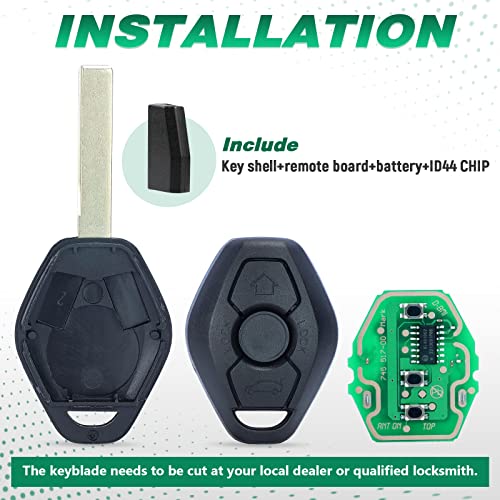 Beefunny 315/433MHz Adjustable ID44 Chip EWS System Remote Car Key Fob 3 Button for BMW 325 330 318 525 530 540 E38 E39 E46 M5 X3 X5 (1) - Image 4