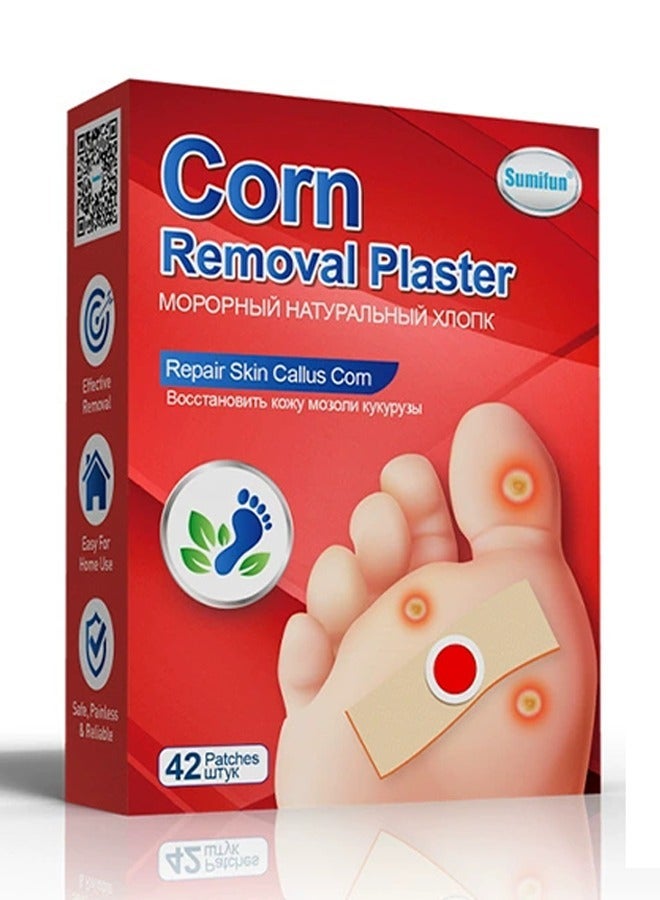 Sumifun 42 Pack Corn Removal Plaster, Foot Ding Plantar Wart Foot Cocoon Cream, Gentle and Painless Corn Care Mat, Effective Treatment for Corns, Calluses, and Dead Skin - Image 1