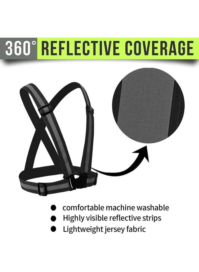 Fukukawa Reflective Safety Belt Vest 1 Piece Adjustable High Visibility Reflective Vest with Elastic Reflective Straps for Night Running, Cycling, Jogging, Walking, Hiking, Scooter Riding, Dog Walking & Outdoor Safety Gear, Unisex Black - Image 4
