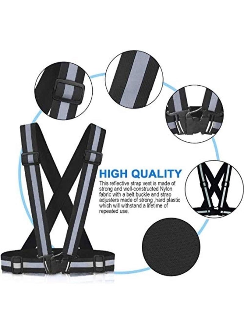 Fukukawa Reflective Safety Belt Vest 1 Piece Adjustable High Visibility Reflective Vest with Elastic Reflective Straps for Night Running, Cycling, Jogging, Walking, Hiking, Scooter Riding, Dog Walking & Outdoor Safety Gear, Unisex Black - Image 3