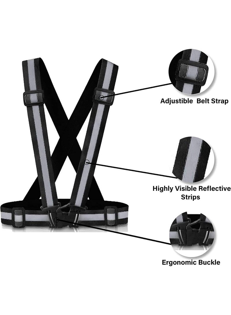 Fukukawa Reflective Safety Belt Vest 1 Piece Adjustable High Visibility Reflective Vest with Elastic Reflective Straps for Night Running, Cycling, Jogging, Walking, Hiking, Scooter Riding, Dog Walking & Outdoor Safety Gear, Unisex Black - Image 5