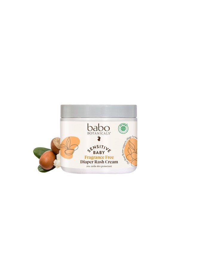 Babo Botanicals Sensitive Baby Fragrance-Free Diaper Cream - 25% Natural Zinc Oxide - Calendula, Shea & Cocoa Butter - EWG Verified - Vegan- from Birth on - 6 Ounce Jar - Image 1