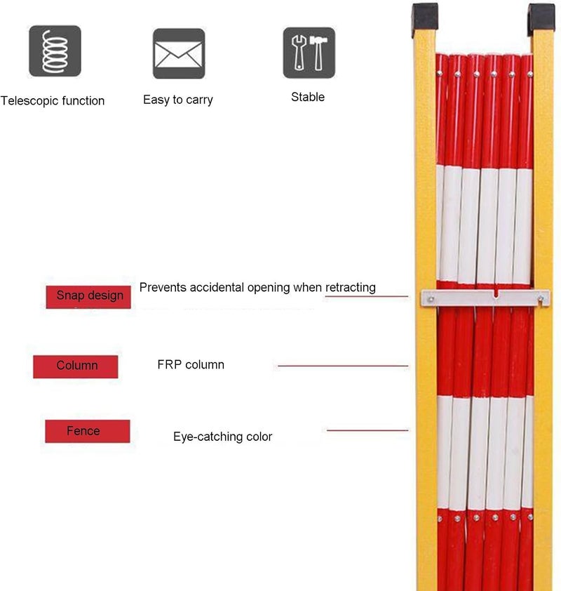Expandable Barricade Fence, Heavy Duty Steel Barricade Gate with Casters, FRP Telescopic Tube Barrier for Museum Cinema Hospitals School,Rosso 47x39in - Image 2