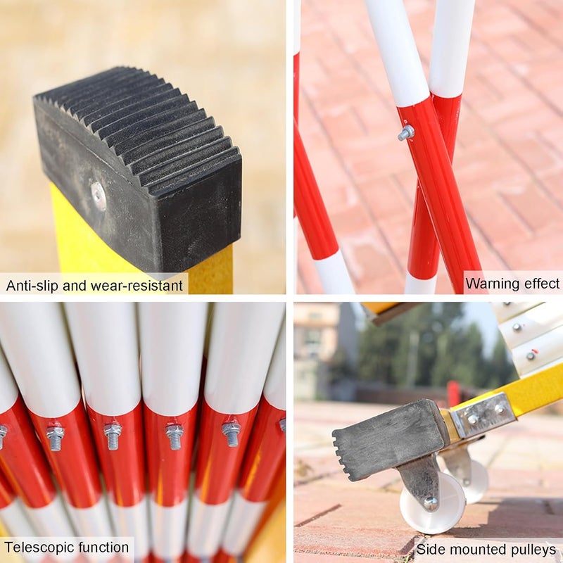 Expandable Barricade Fence, Heavy Duty Steel Barricade Gate with Casters, FRP Telescopic Tube Barrier for Museum Cinema Hospitals School,Rosso 47x39in - Image 3