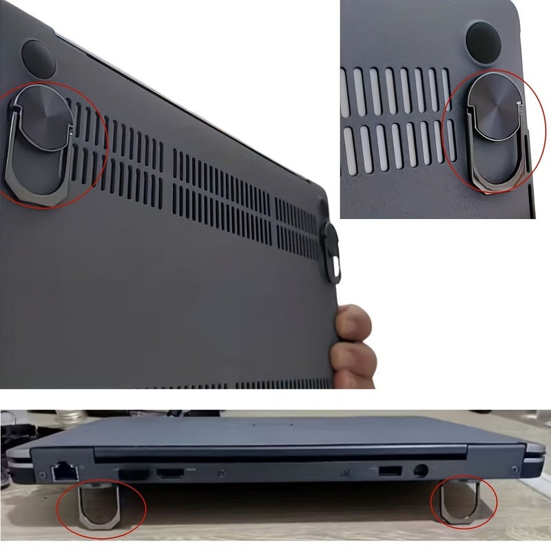 Black Mini Foldable Invisible Laptop Stand Brackets Portable Height Adjustable Cooling Support - Image 1