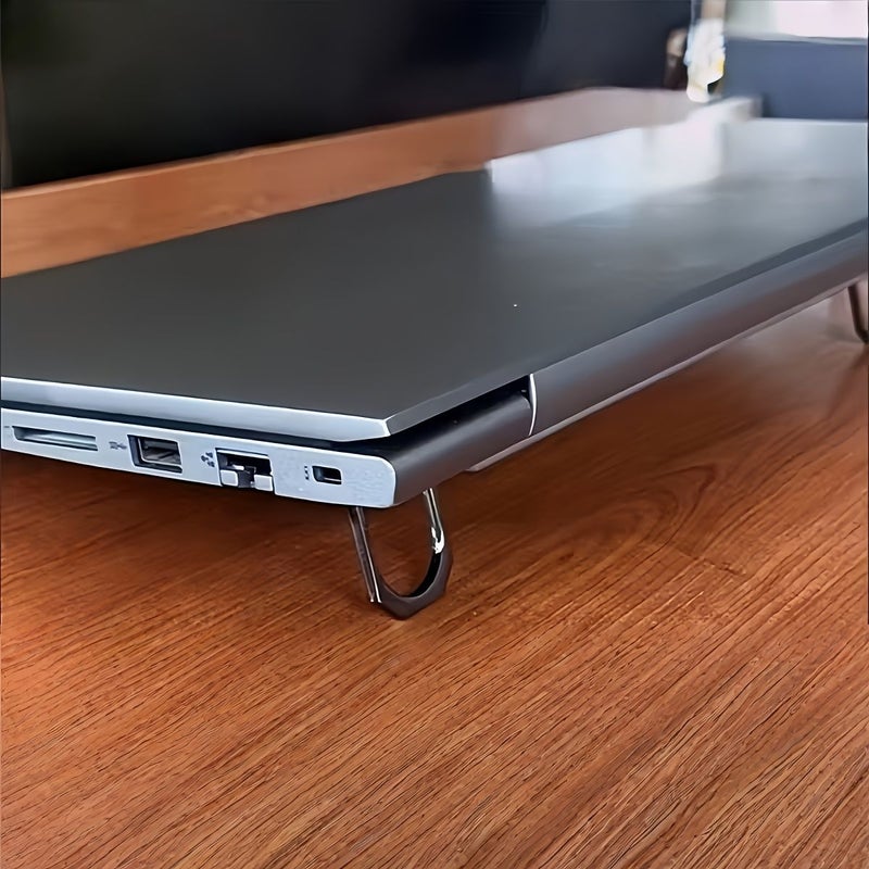 Black Mini Foldable Invisible Laptop Stand Brackets Portable Height Adjustable Cooling Support - Image 3