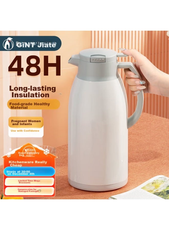 Gint Insulated Bottle With Glass Inner Liner, Large Capacity Thermos Flask For Hot Water, Student Dormitory Warm Water Jug - Image 1