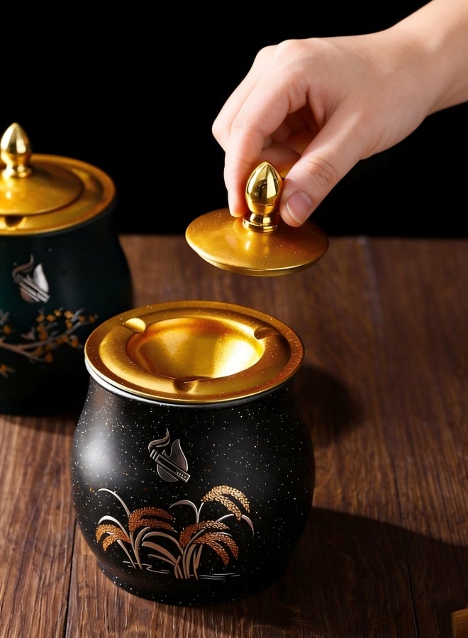 Beautifully Ashtray with Lid Stainless Steel Portable Automotive Ashtrays in Cigar Accessories Set Indoors Practical - Image 4