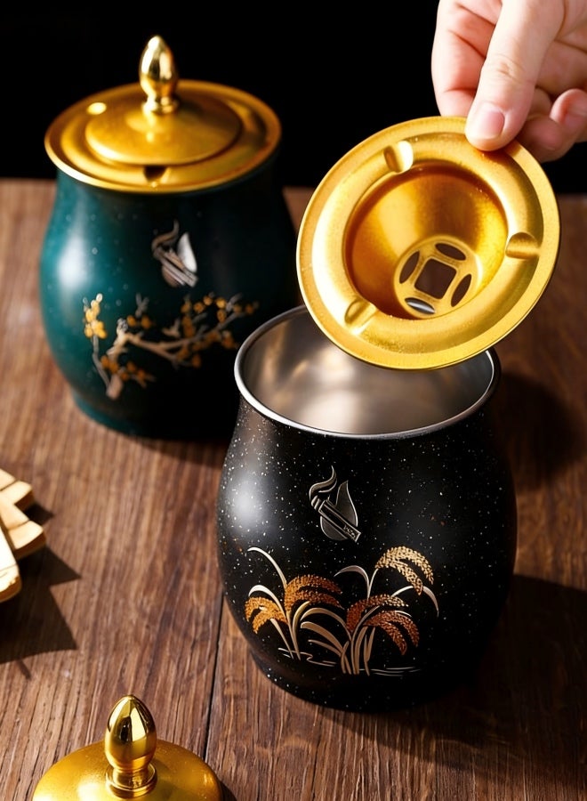 Beautifully Ashtray with Lid Stainless Steel Portable Automotive Ashtrays in Cigar Accessories Set Indoors Practical - Image 3