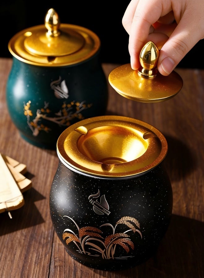 Beautifully Ashtray with Lid Stainless Steel Portable Automotive Ashtrays in Cigar Accessories Set Indoors Practical - Image 1