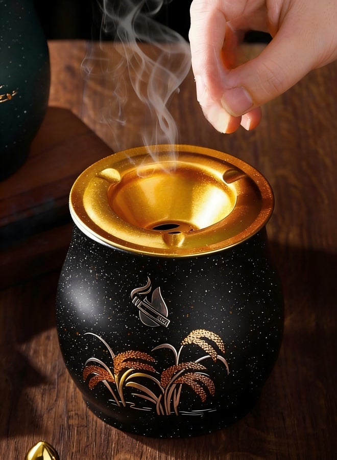 Beautifully Ashtray with Lid Stainless Steel Portable Automotive Ashtrays in Cigar Accessories Set Indoors Practical - Image 5